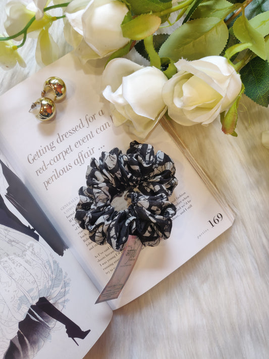 Black Abstract Scrunchie