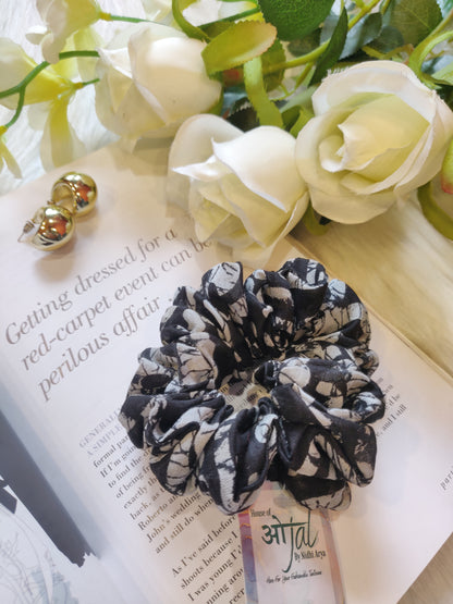 Black Abstract Scrunchie