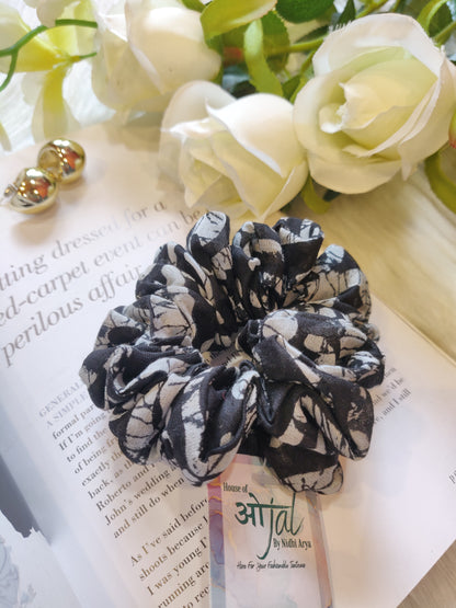 Black Abstract Scrunchie